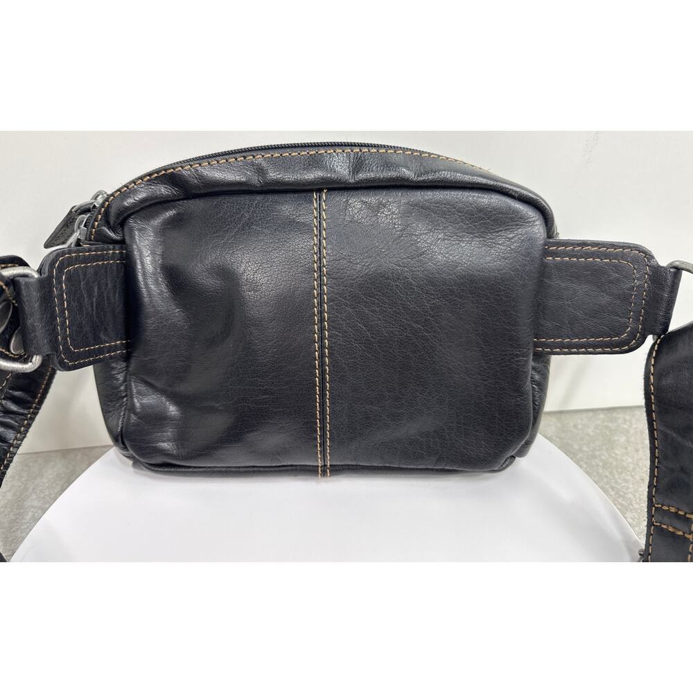 Jack Georges Voyager Black Buffalo Leather Travel Belt Bag Crossbody - Picture 4 of 9